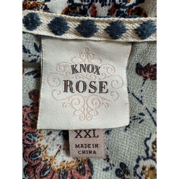 Knox Rose Kimono Top Green Mauve Floral Open Bohemian XXL Fall Lightweight EUC - Picture 4 of 6